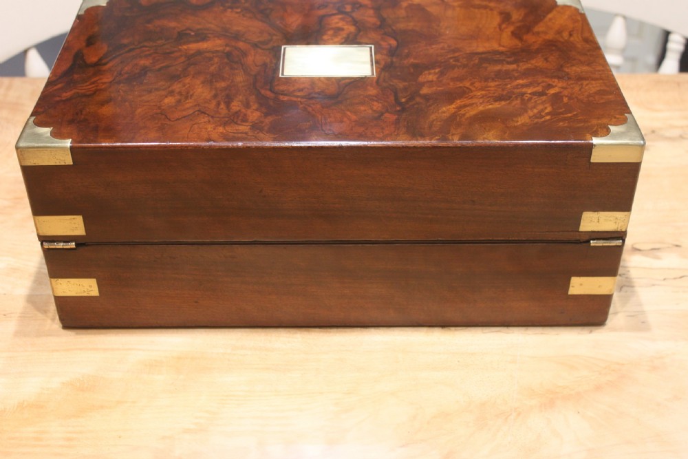 A large good quality burr walnut Victorian writing slope View III