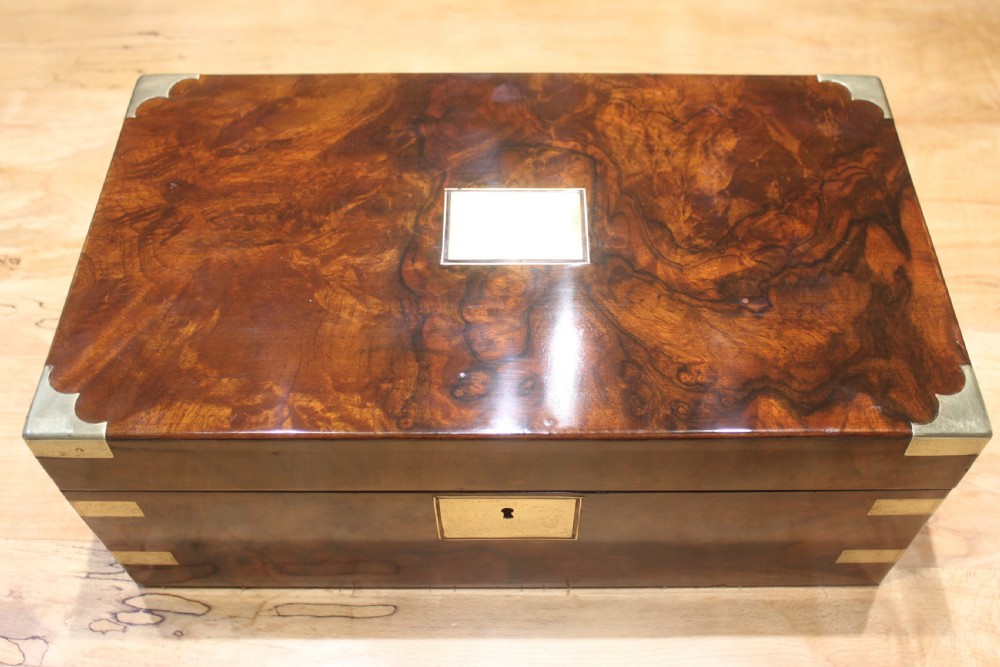 A large good quality burr walnut Victorian writing slope View V