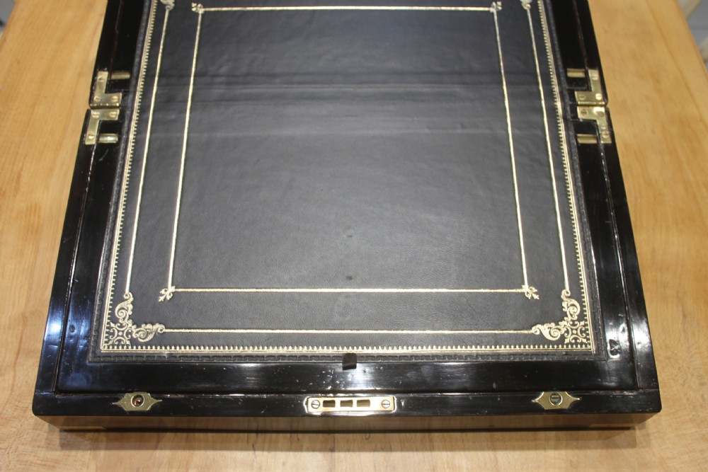 A large good quality burr walnut Victorian writing slope View VII
