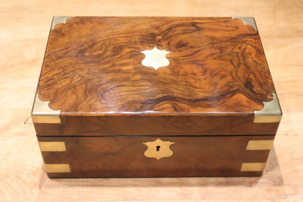 Victorian brass bound walnut writing slope