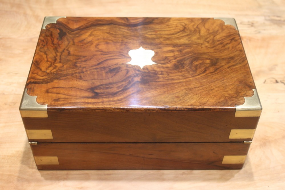 Victorian brass bound walnut writing slope View III