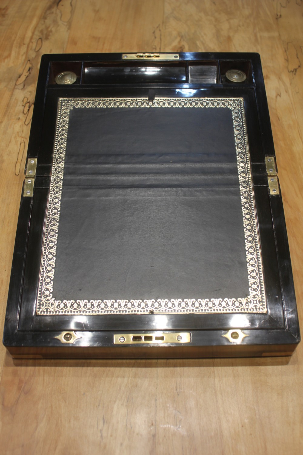 Victorian brass bound walnut writing slope View VI