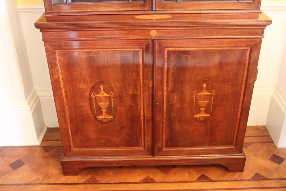 A late 19th Century inlaid mahogany Sheraton Revival library bookcase View IV