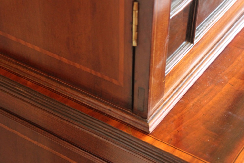 A late 19th Century inlaid mahogany Sheraton Revival library bookcase View VIII