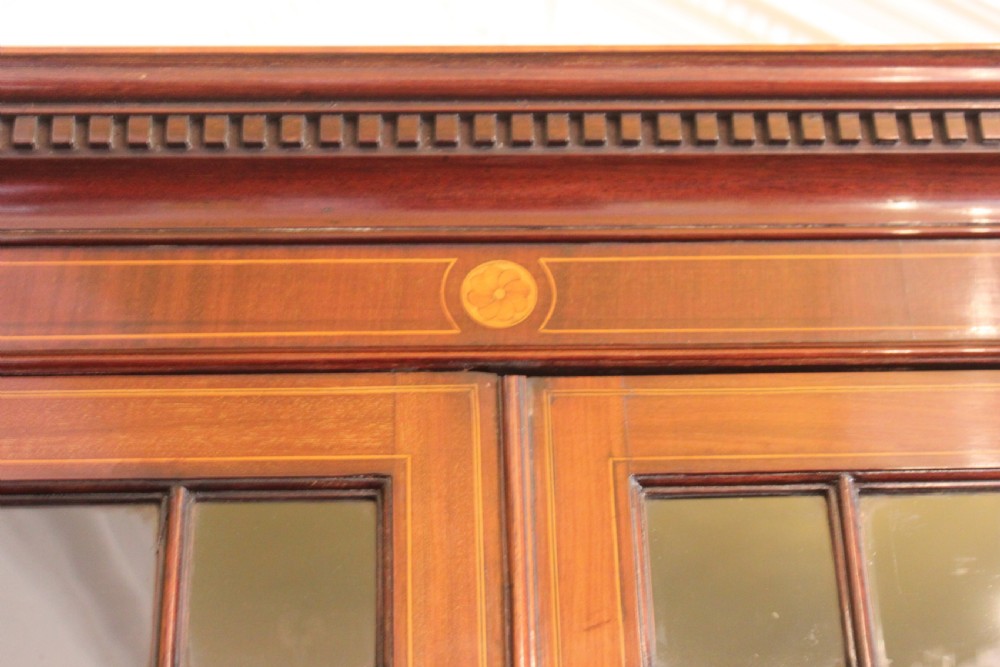A late 19th Century inlaid mahogany Sheraton Revival library bookcase View XII