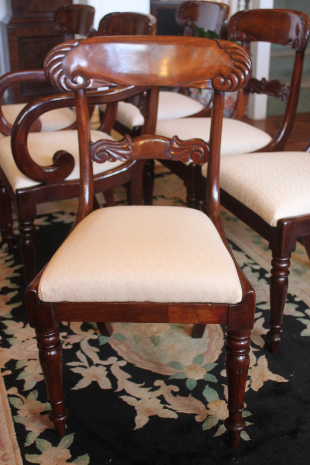 Set of six William IV mahogany dining chairs with one armchair View IV