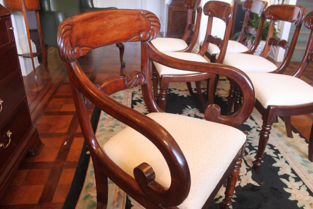 Set of six William IV mahogany dining chairs with one armchair View VII