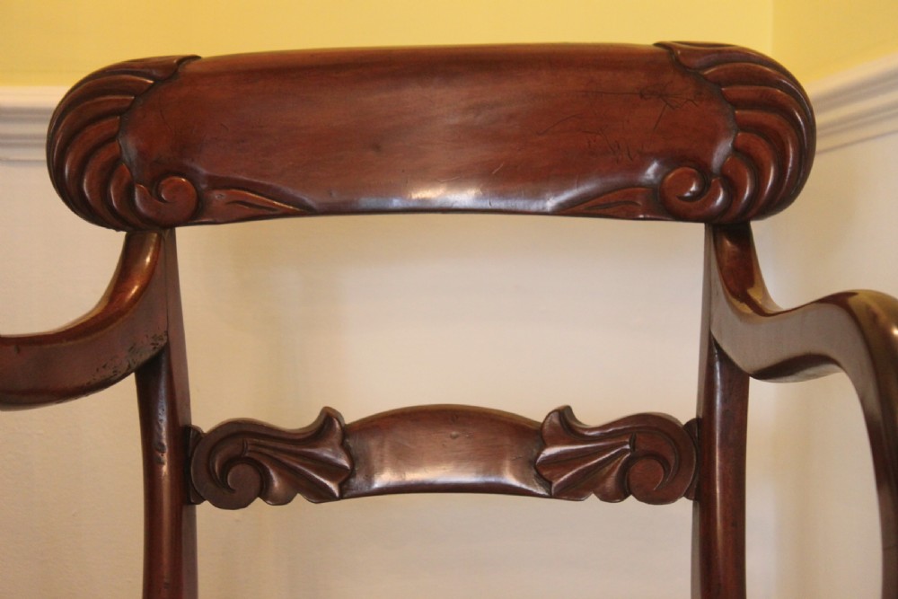 Set of six William IV mahogany dining chairs with one armchair View IX