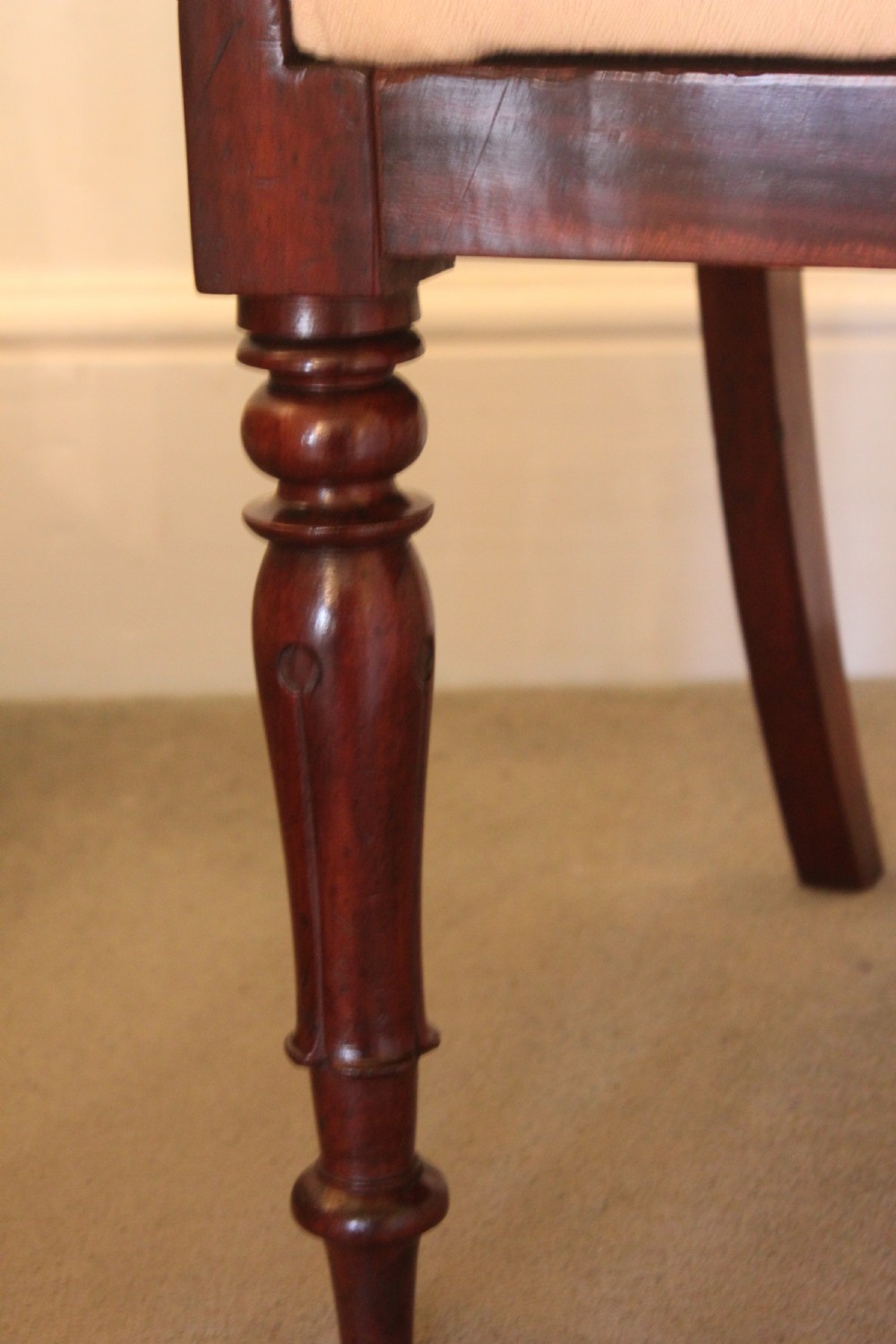 Set of six William IV mahogany dining chairs with one armchair View X