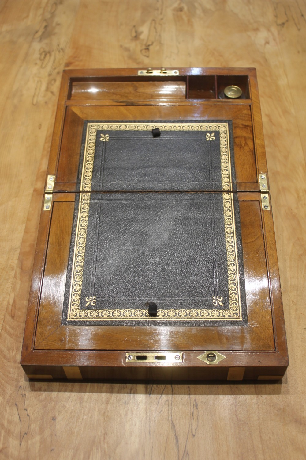A small Victorian walnut writing slope with secret drawers View VI