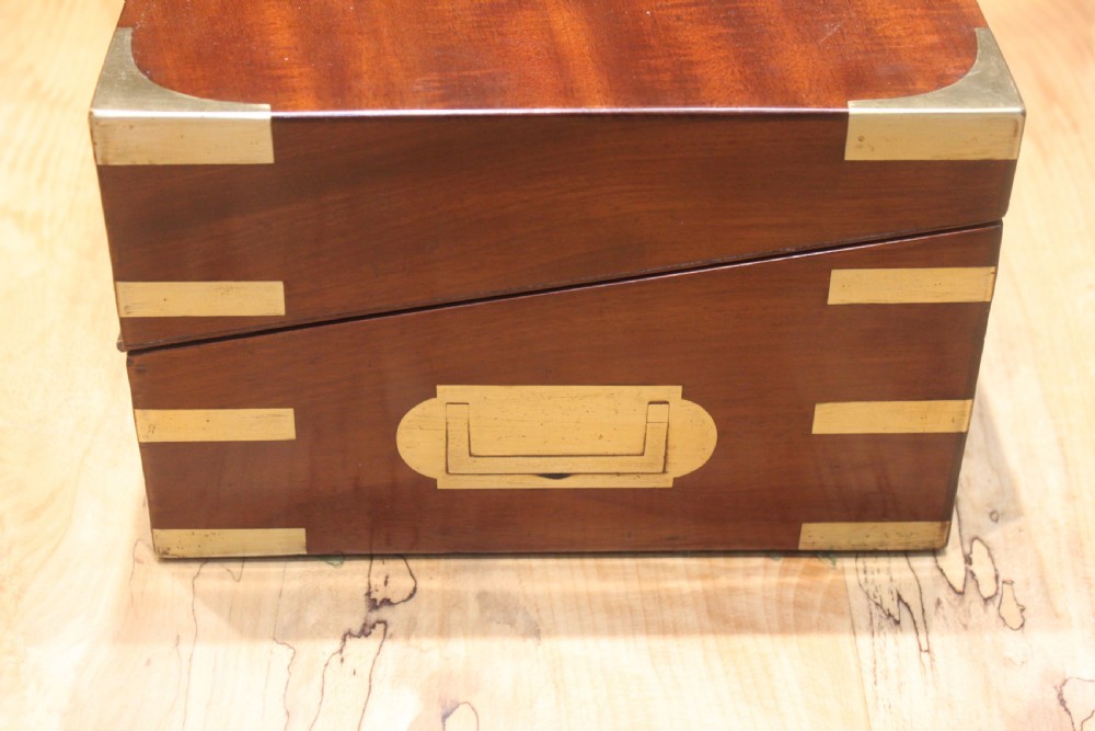 Georgian mahogany and brass bound campaign writing slope.  View III