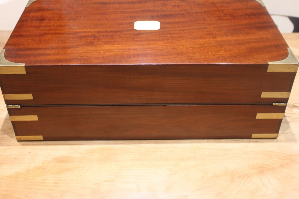 Georgian mahogany and brass bound campaign writing slope.  View IV