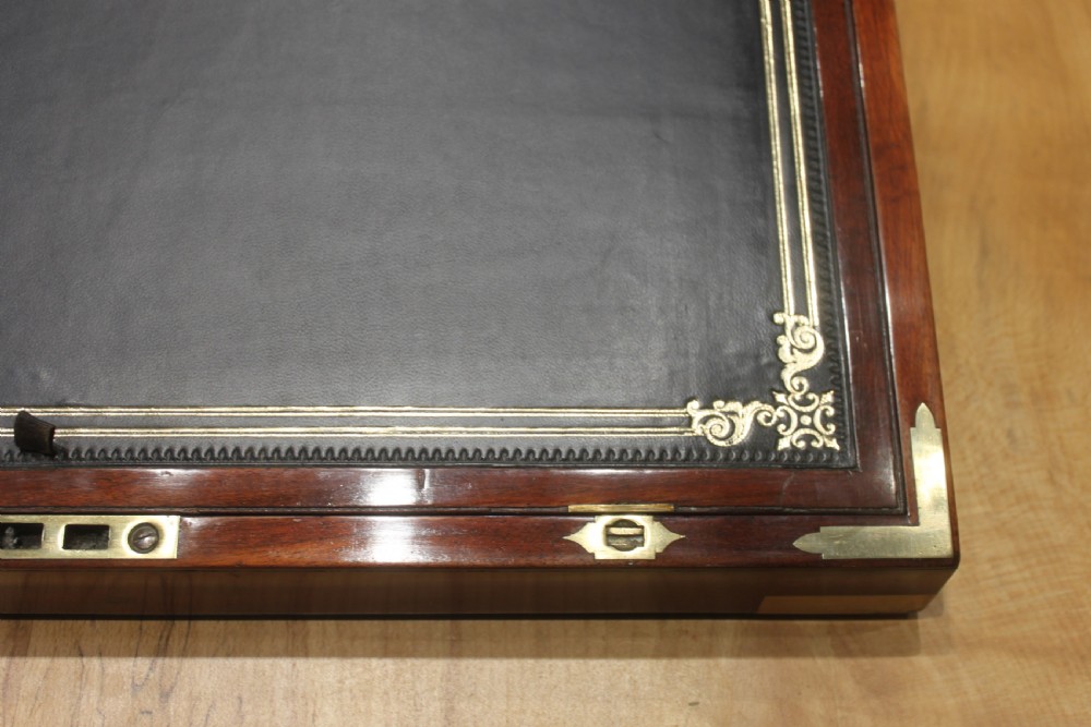 Georgian mahogany and brass bound campaign writing slope.  View VII