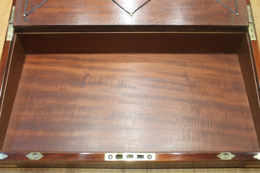 Georgian mahogany and brass bound campaign writing slope.  View IX