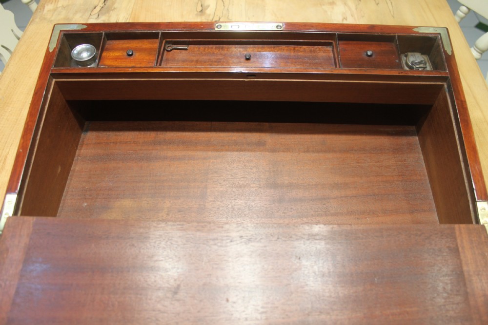 Georgian mahogany and brass bound campaign writing slope.  View XI