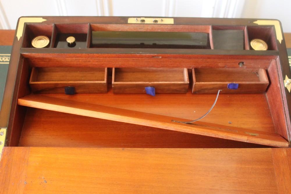 Magnificent quality large burr walnut and brass inlaid writing slope with secret drawers View X