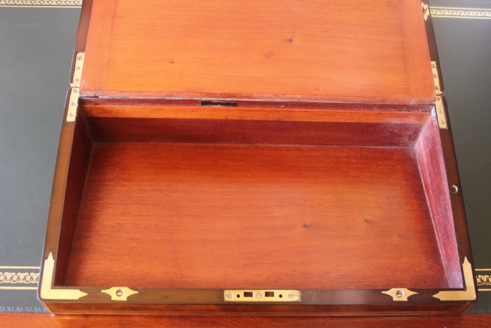 Magnificent quality large burr walnut and brass inlaid writing slope with secret drawers View XIII