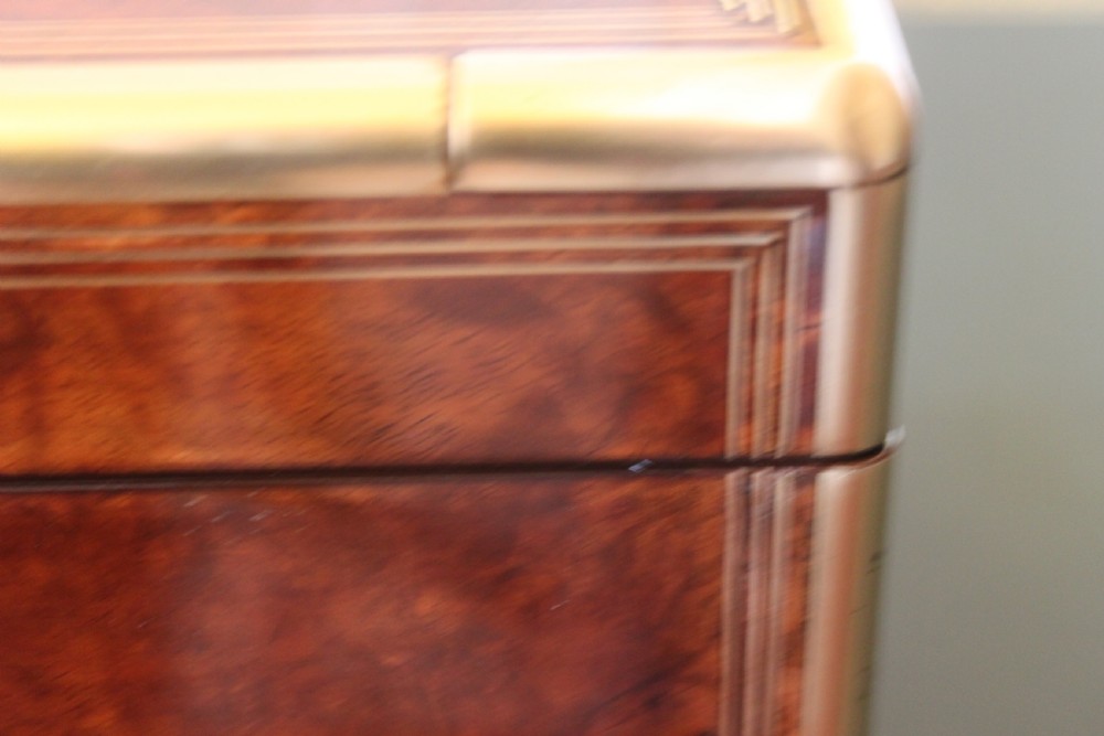 Magnificent quality large burr walnut and brass inlaid writing slope with secret drawers View XVIII