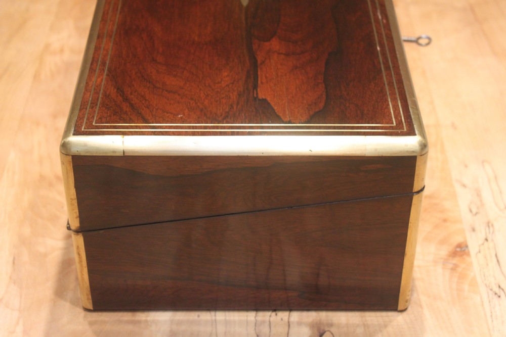 A large 19th century rosewood writing slope with brass inlay View II