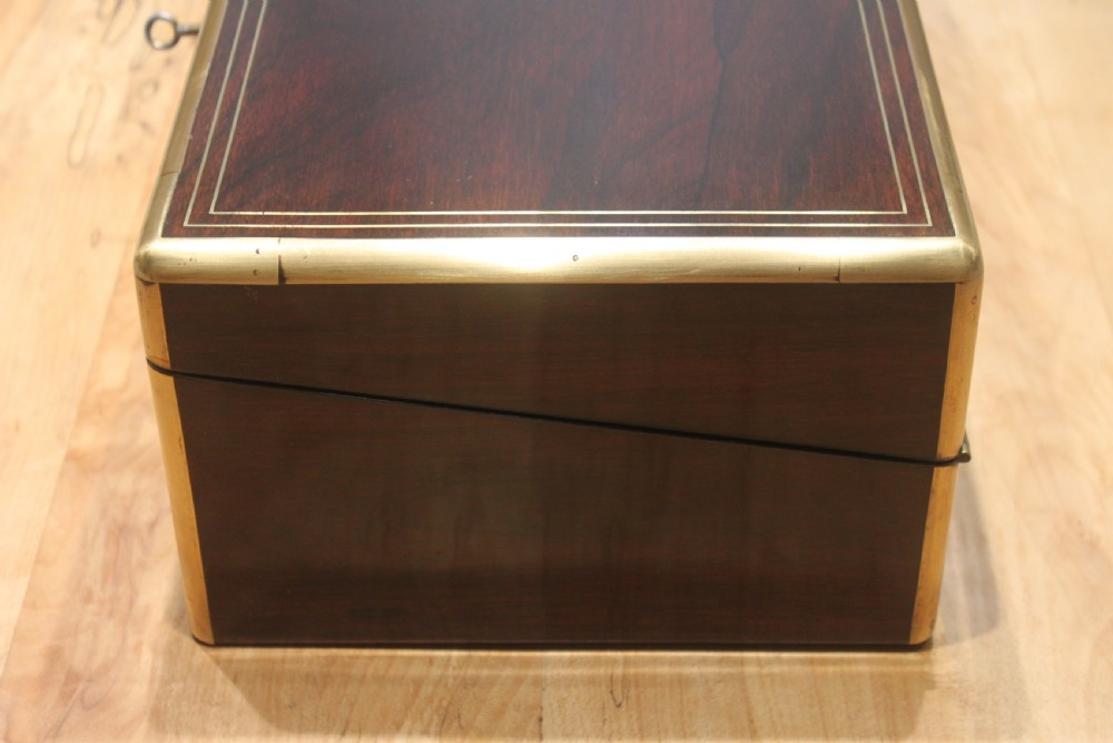 A large 19th century rosewood writing slope with brass inlay View IV