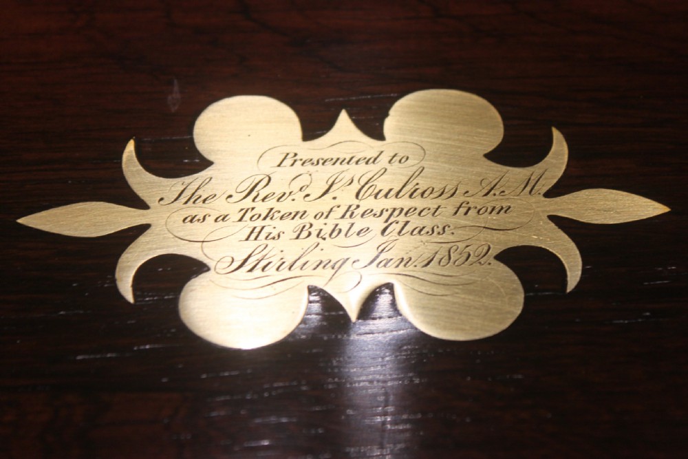 A large 19th century rosewood writing slope with brass inlay View V