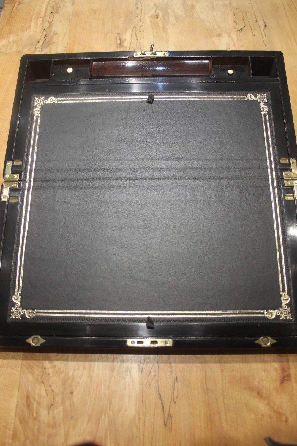 A large 19th century rosewood writing slope with brass inlay View VI