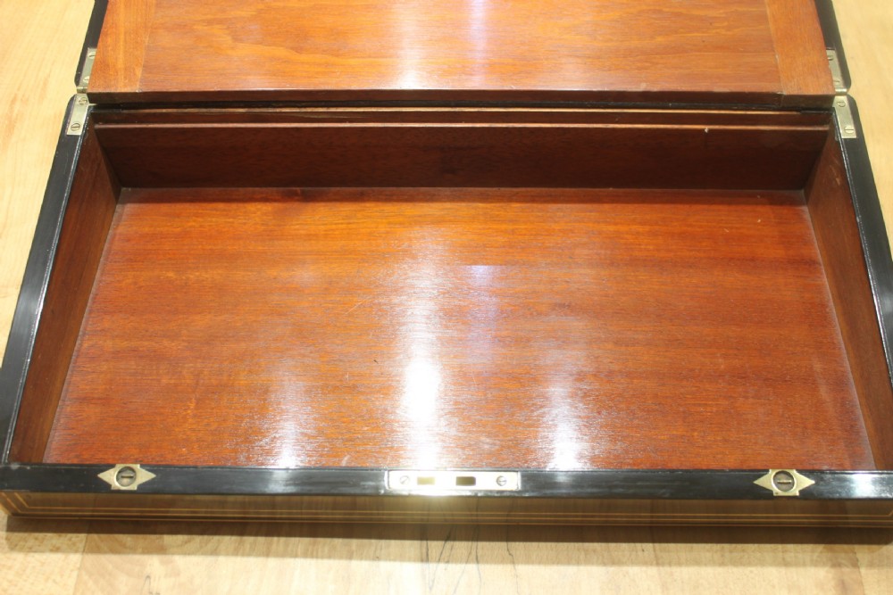 A large 19th century rosewood writing slope with brass inlay View VIII