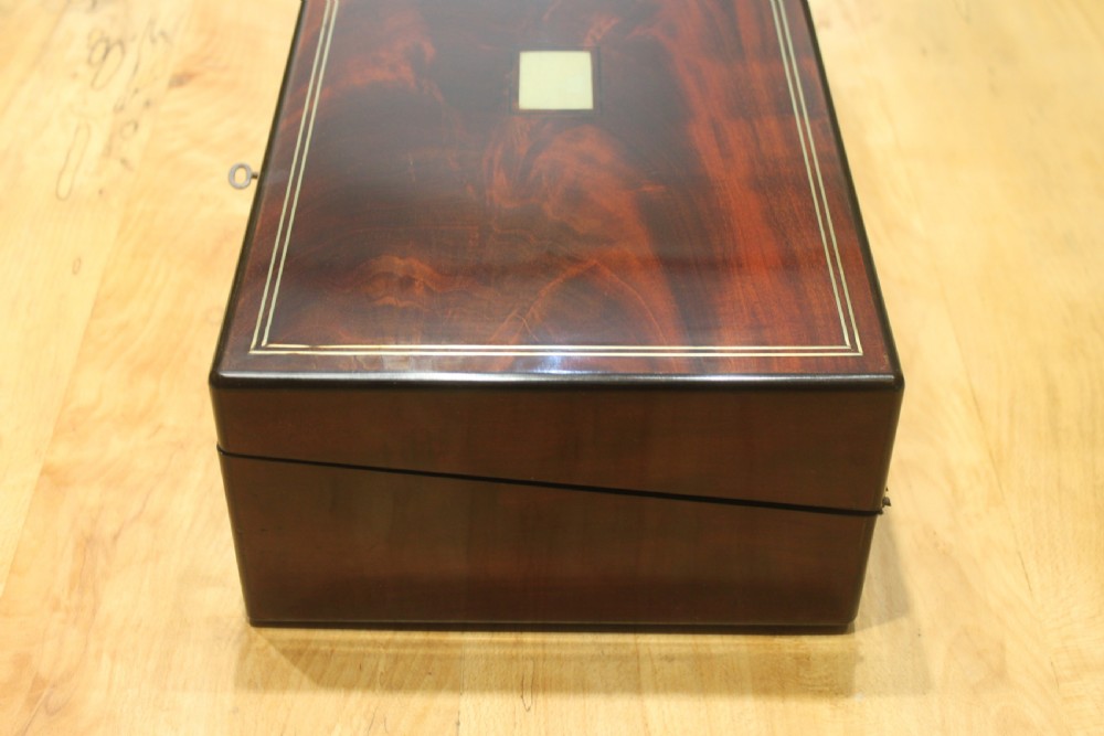 Victorian mahogany and brass inlaid writing slope View IV