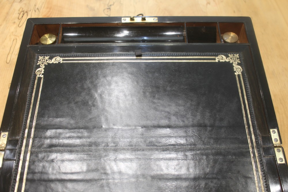 Victorian mahogany and brass inlaid writing slope View VII