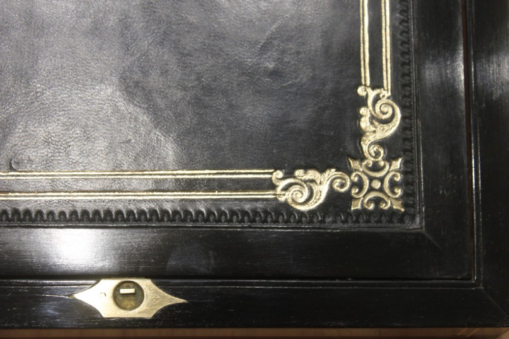 Victorian mahogany and brass inlaid writing slope View VIII