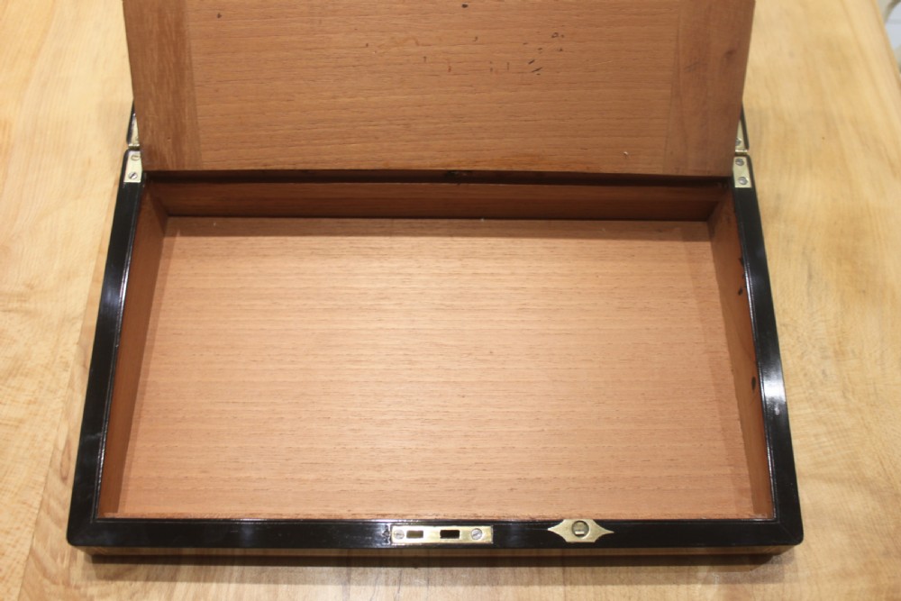 Victorian mahogany and brass inlaid writing slope View IX