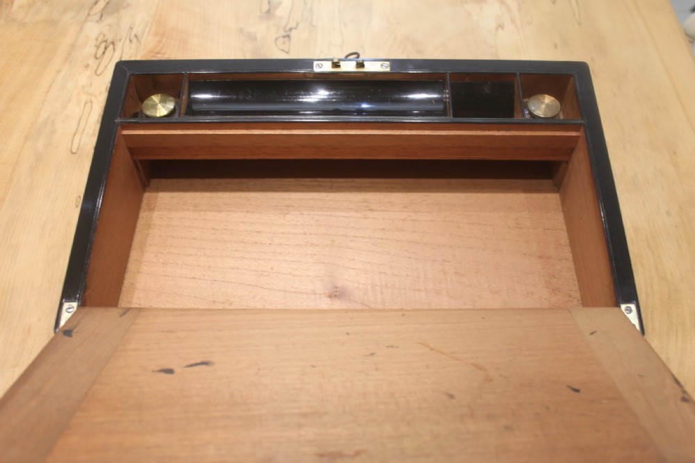 Victorian mahogany and brass inlaid writing slope View X