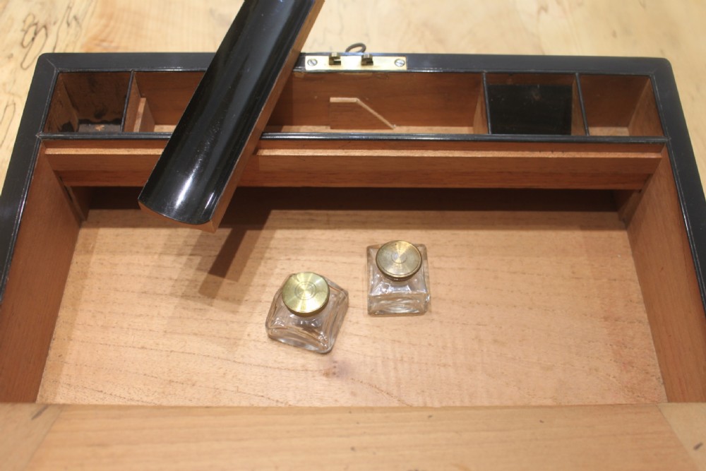 Victorian mahogany and brass inlaid writing slope View XI