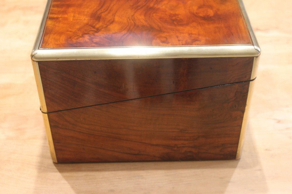 Large Victorian walnut writing slope with Bramah lock and keys View II