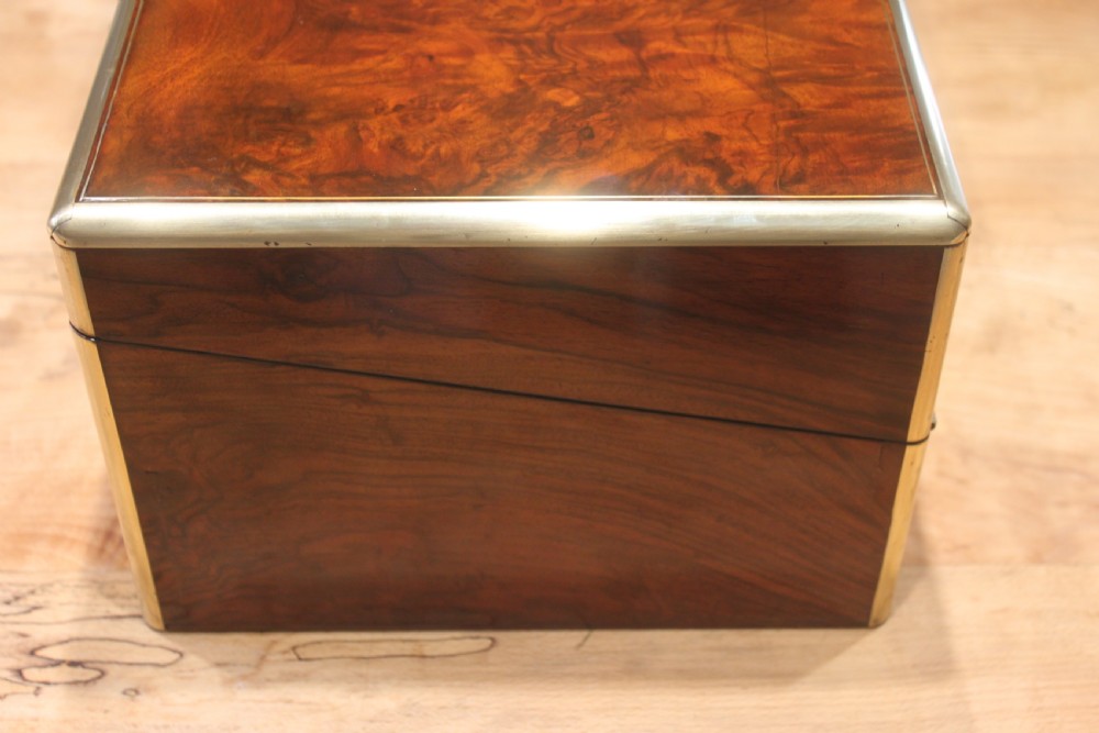 Large Victorian walnut writing slope with Bramah lock and keys View IV