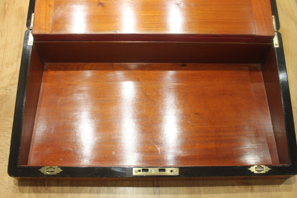 Large Victorian walnut writing slope with Bramah lock and keys View VII