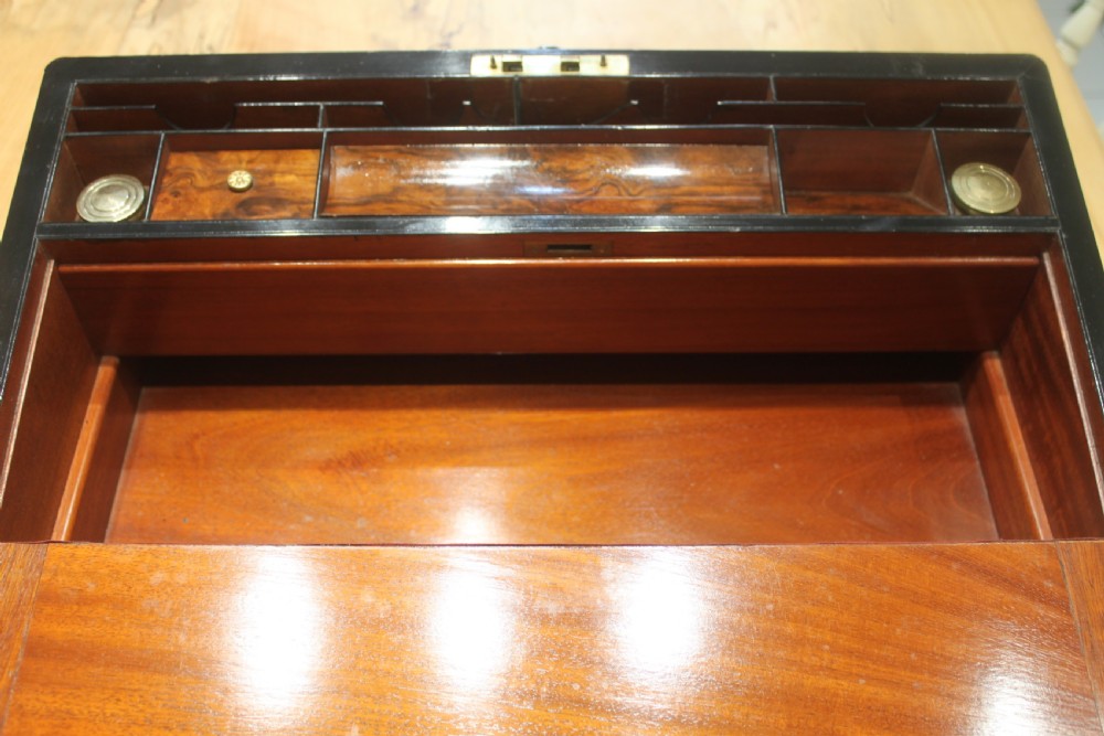 Large Victorian walnut writing slope with Bramah lock and keys View IX