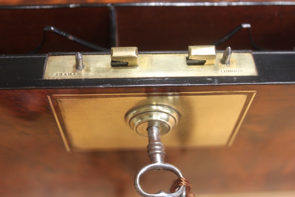 Large Victorian walnut writing slope with Bramah lock and keys View XII