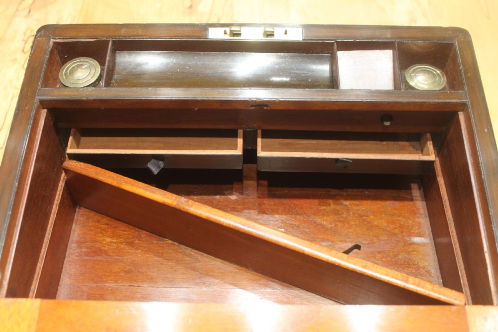 Burr walnut writing slope with Bramah lock & key View IX