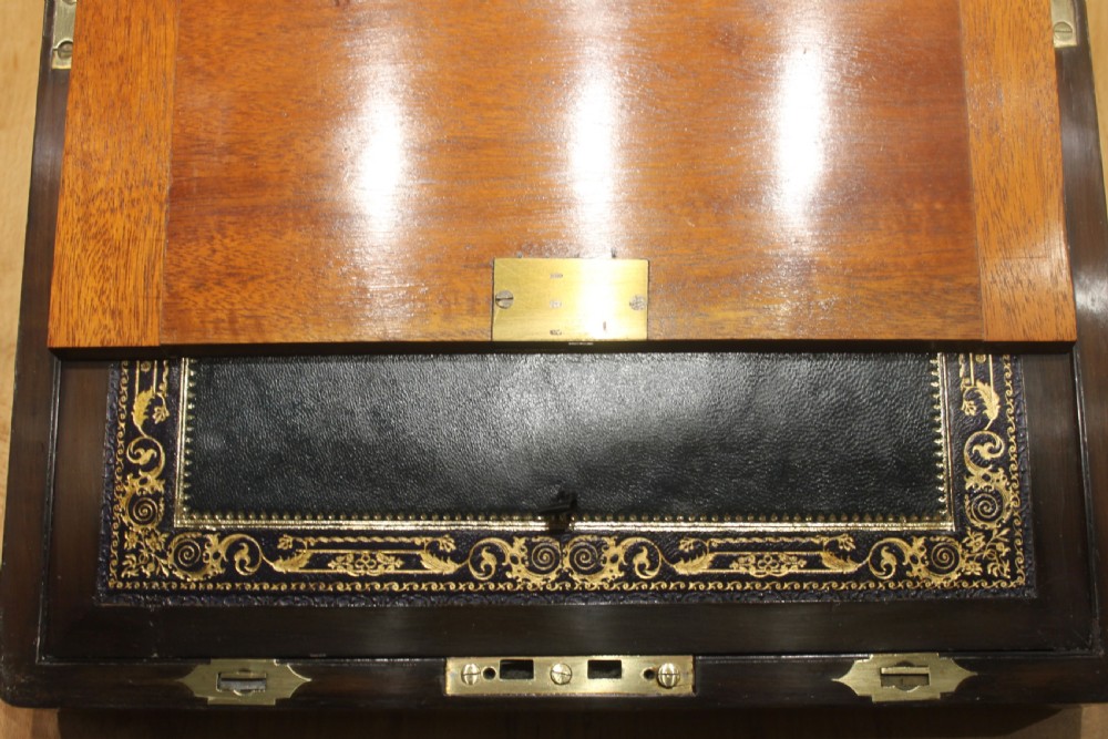 Burr walnut writing slope with Bramah lock & key View X