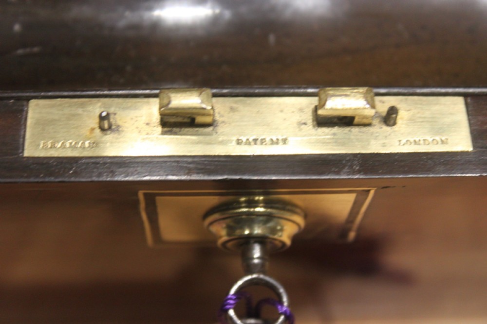 Burr walnut writing slope with Bramah lock & key View XIII