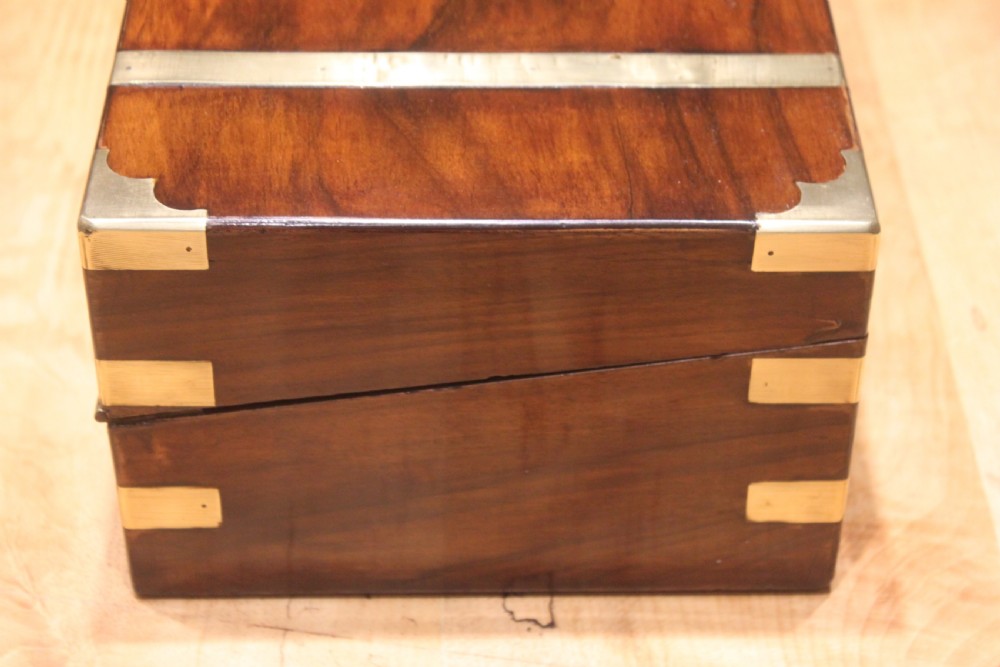 Victorian walnut brass bound writing slope View II