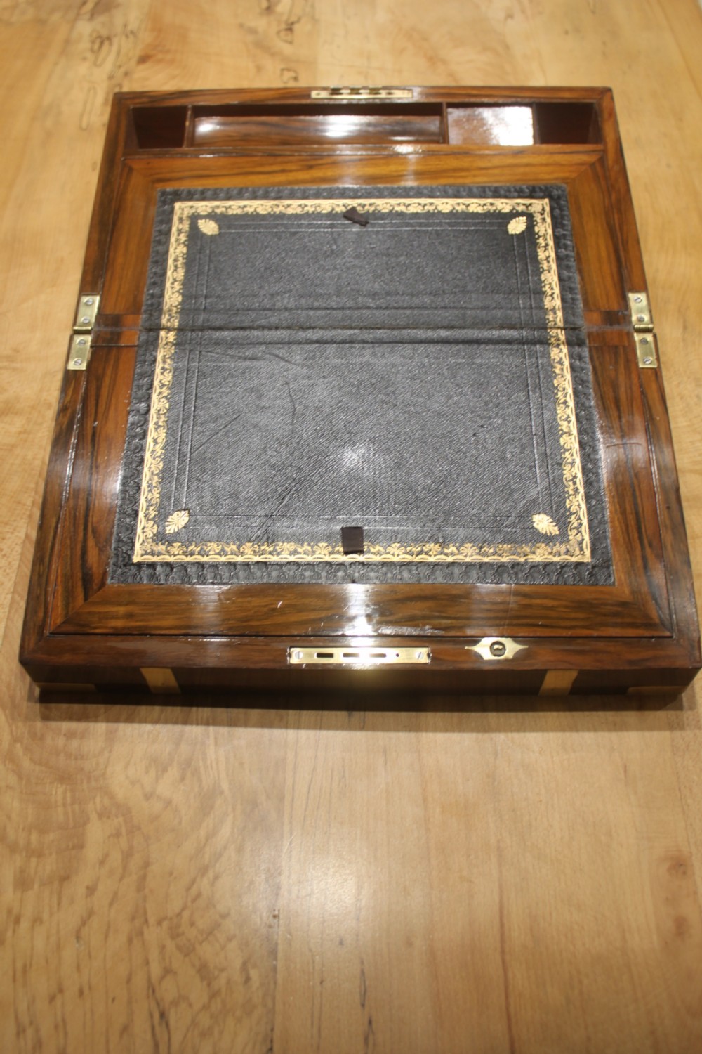 Victorian walnut brass bound writing slope View V