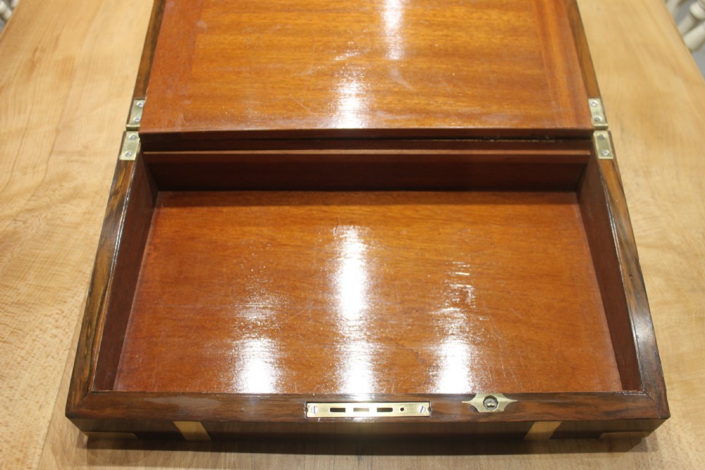 Victorian walnut brass bound writing slope View VII