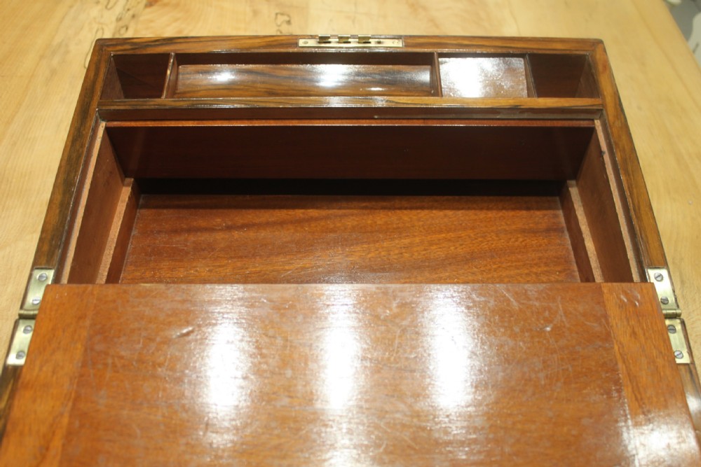 Victorian walnut brass bound writing slope View VIII