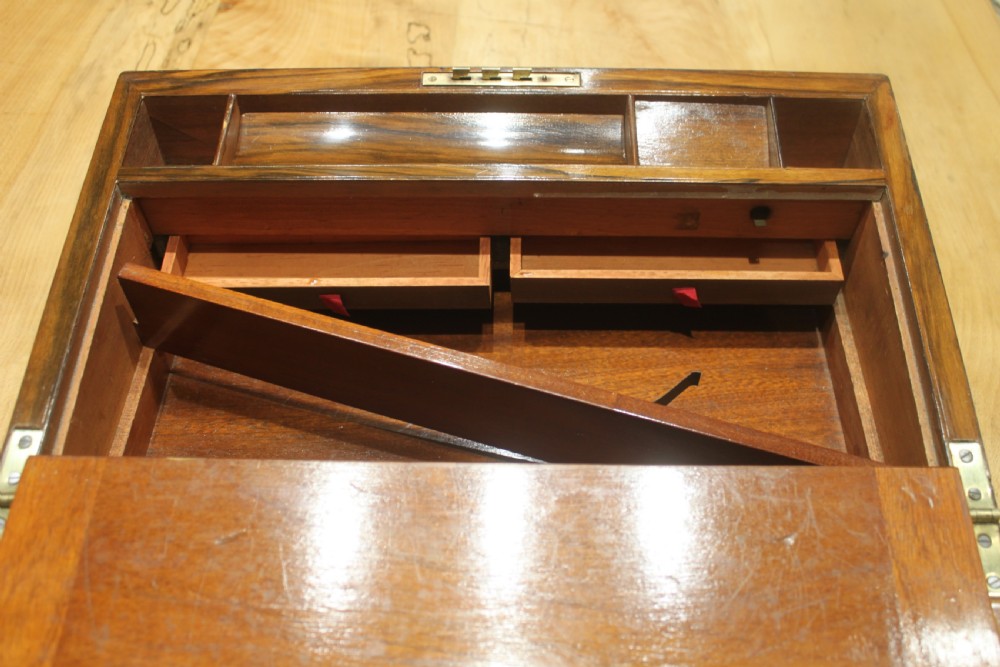Victorian walnut brass bound writing slope View IX