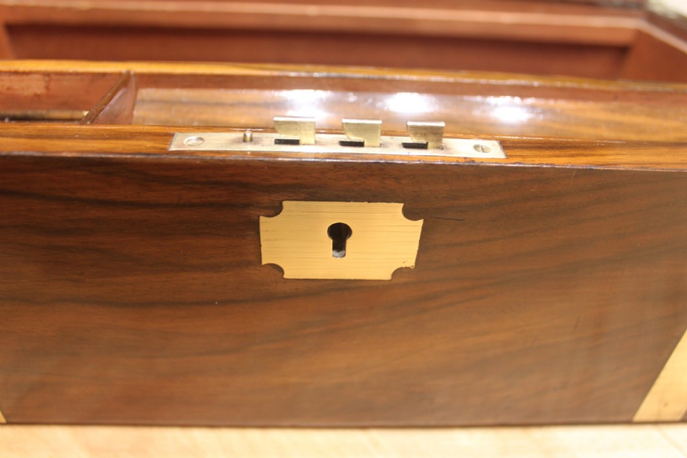 Victorian walnut brass bound writing slope View XI