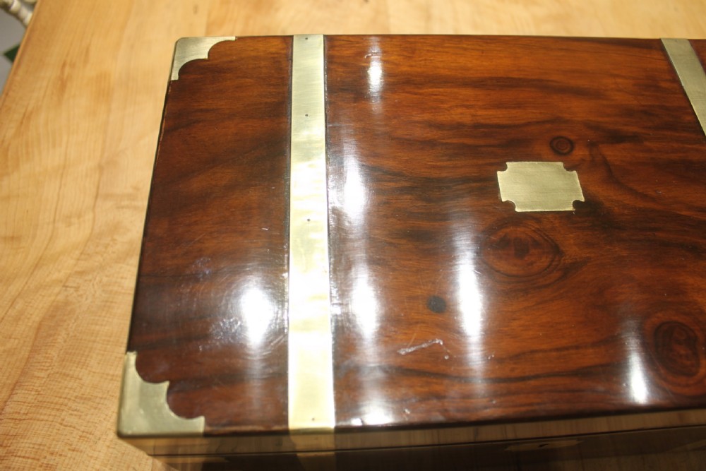 Victorian walnut brass bound writing slope View XII
