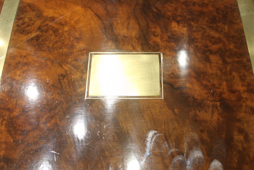 A quality walnut writing slope with stationery compartments, secret drawers etc. View XV