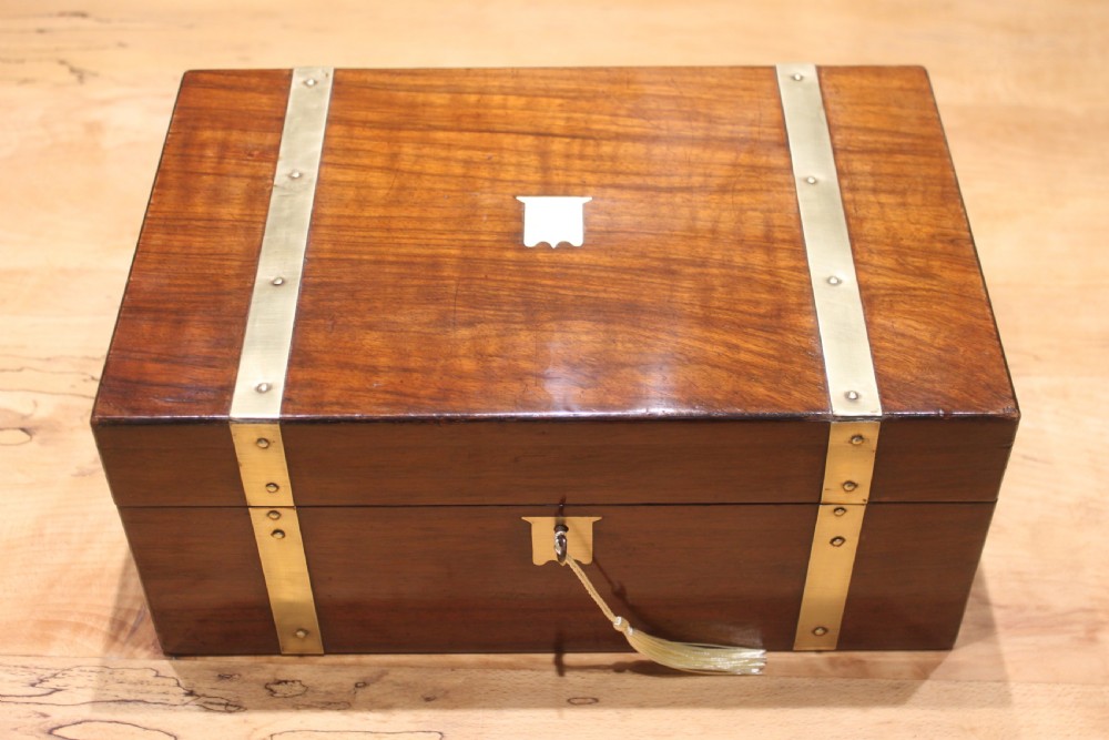 Victorian brass bound walnut writing slope